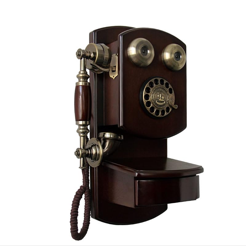 レトロ ダイヤル式電話 木製 金属製